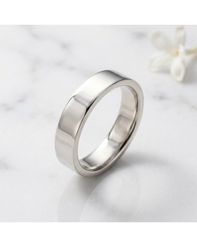 Alliance MATRIX lisse 5 mm homme en or—bague argentée brillante, panneau lustré, design simple et élégant.