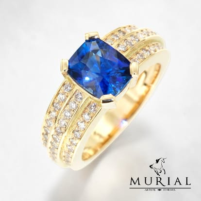 Bague saphire diamants