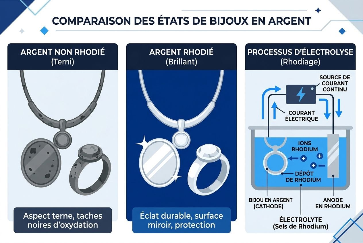 Comparaison visuelle du rhodiage et ses bénéfices