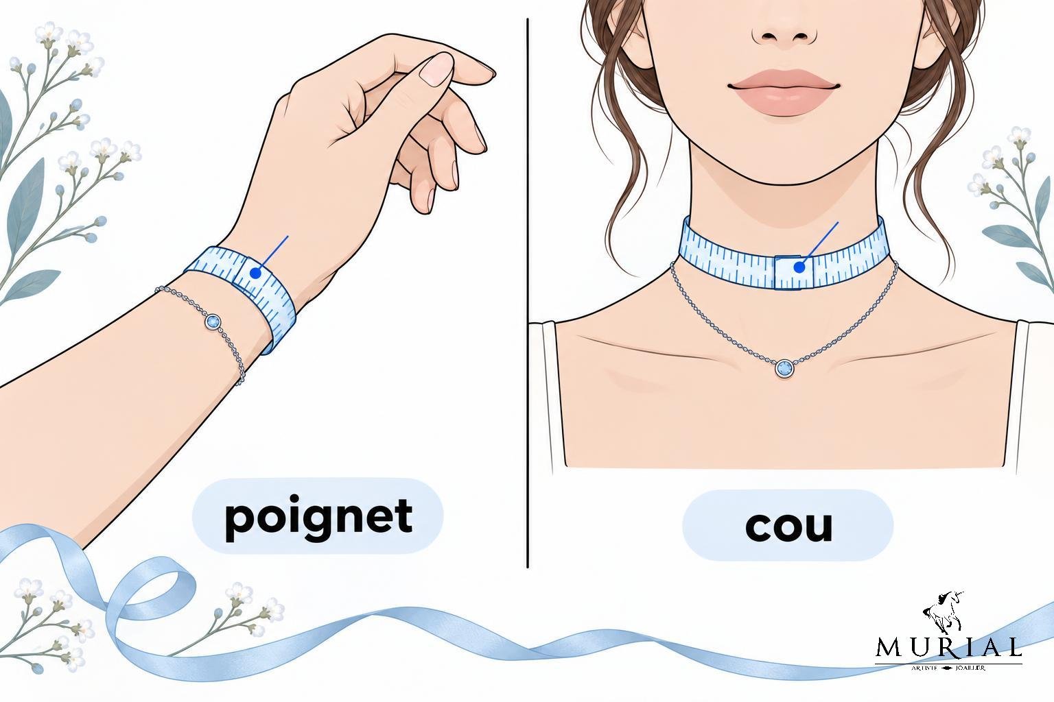 Deux accessoires autour du poignet et du cou montrés séparément.